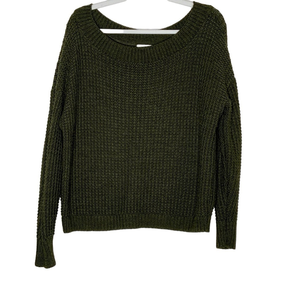 Leith dark green sweater with wide neckline. Size S - Picture 5 of 7